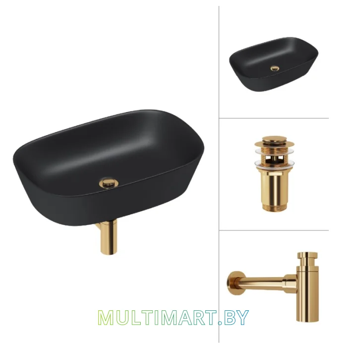 Умывальник Lauter 21393-60-A (клапан 21190G + сифон 21635G, золото)